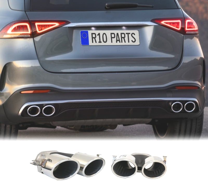PONTEIRAS DE ESCAPE MERCEDES GLE W167 19- LOOK GLE53 CROMADAS