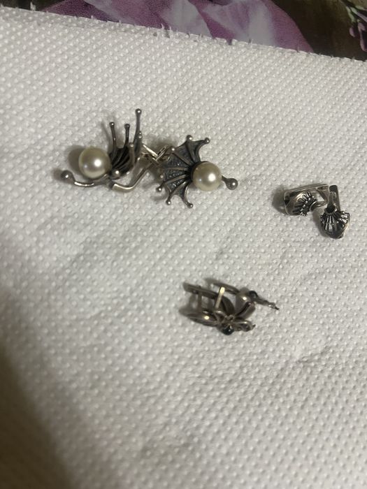 Серьги с жемчугом и другими камнями