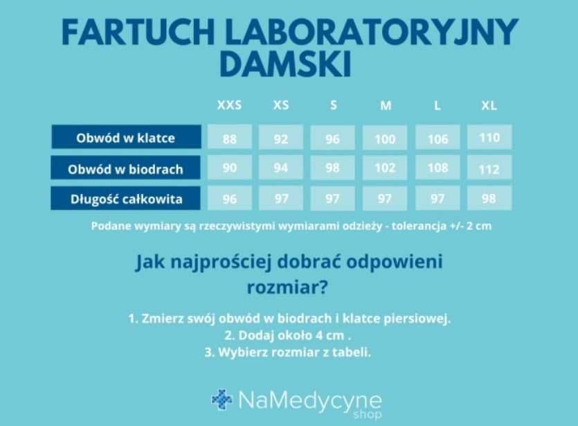 Fartuch Medyczny Laboratoryjny Damski Elanobawełna S NOWY