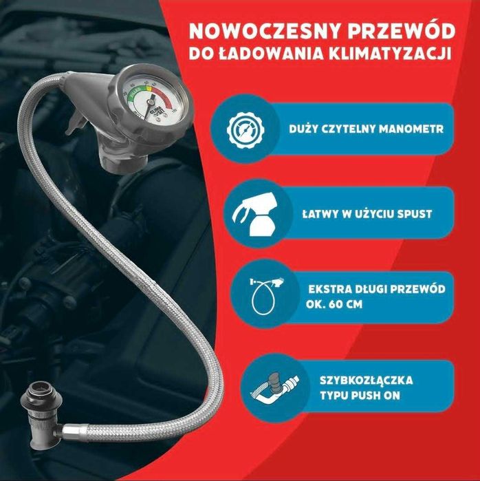 przewód z manometrem  do nabijania klimatyzacji w samochodzie