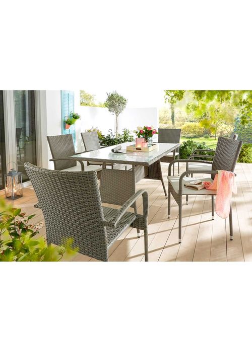 Zestaw mebli ogrodowych, Stół + 6 krzeseł, kolor siwy! Technorattan!