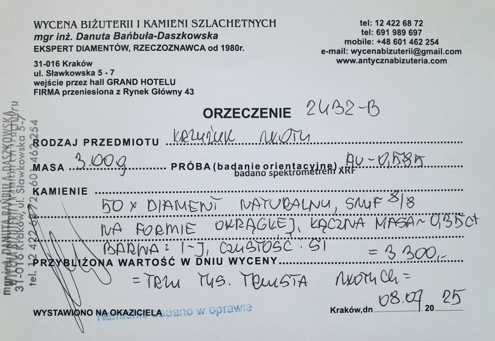 Krzyżyk 50x Diamenty 0.35ct Złoto 585 WYCENA