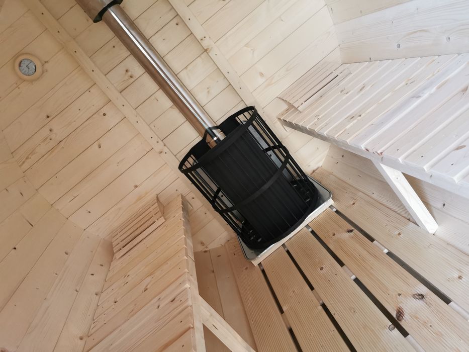 Sauna Ogrodowa 2,5 m x 2,2 m Cały komplet Piec  Zewnętrzny