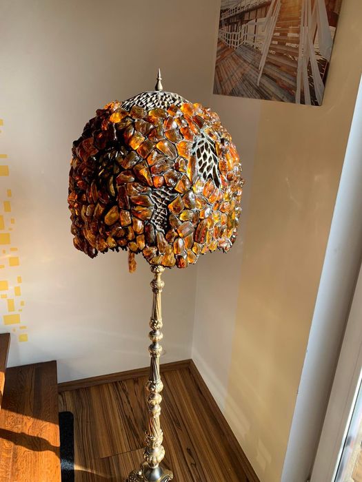 Lampa Podłogowa | VINTAGE | BURSZTYN | LUKSUS | PRESTIŻ | Rękodzieło
