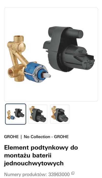 Element podtynkowy Grohe jednouchwytowy element do zabudowy podtynkowej DN 15 33963000