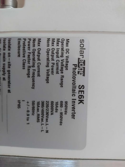 Falownik sieciowy Solaredge SE6K 6kW, trójfazowy