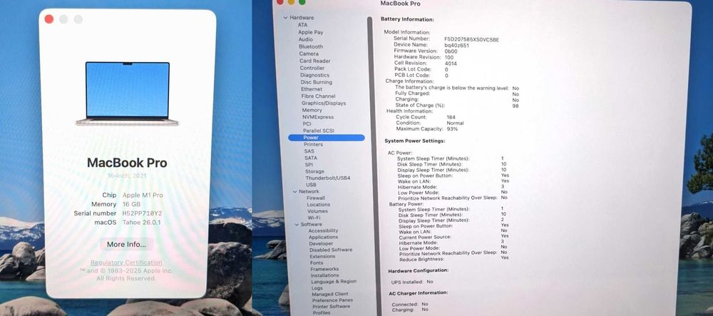 MacBook Pro 16 2021 Ідеал Стан M1 Pro 16Gb 512gb Акум 93% Без Дефектів