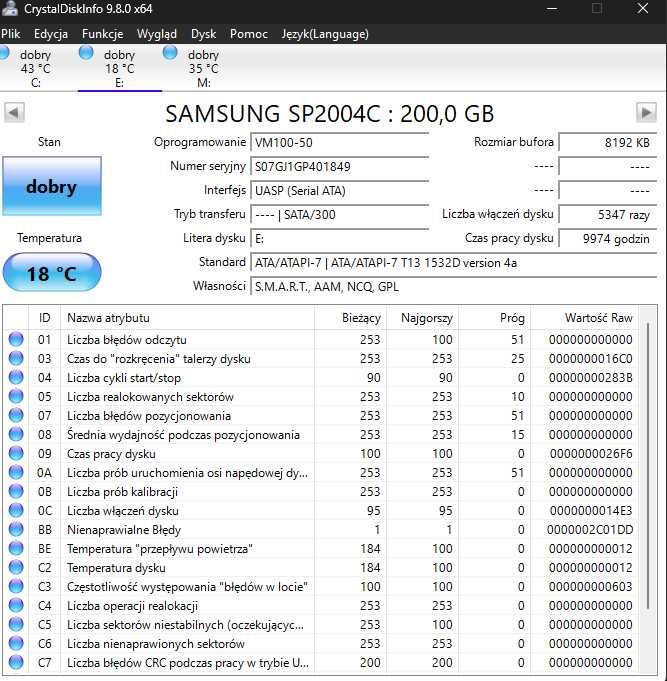 Dysk HDD Samsung SP2004C 200GB 3,5"