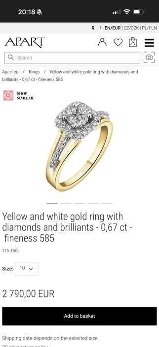 Каблучка з діамантами 0,67 ct