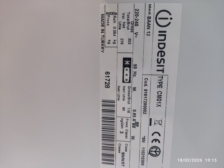 Frigorífico Indesit A+ peças