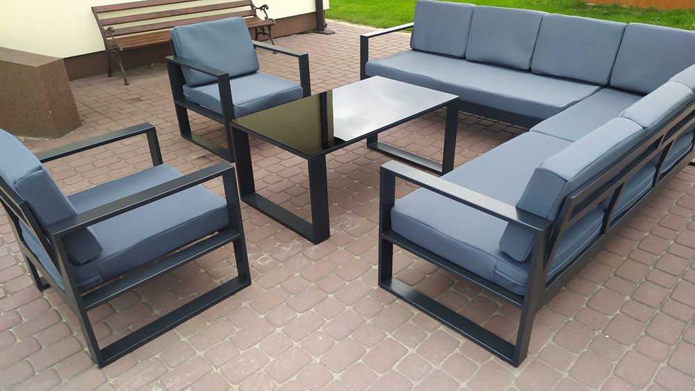 Nowoczesne meble tarasowe ogrodowe- metalowe/ Narożnik