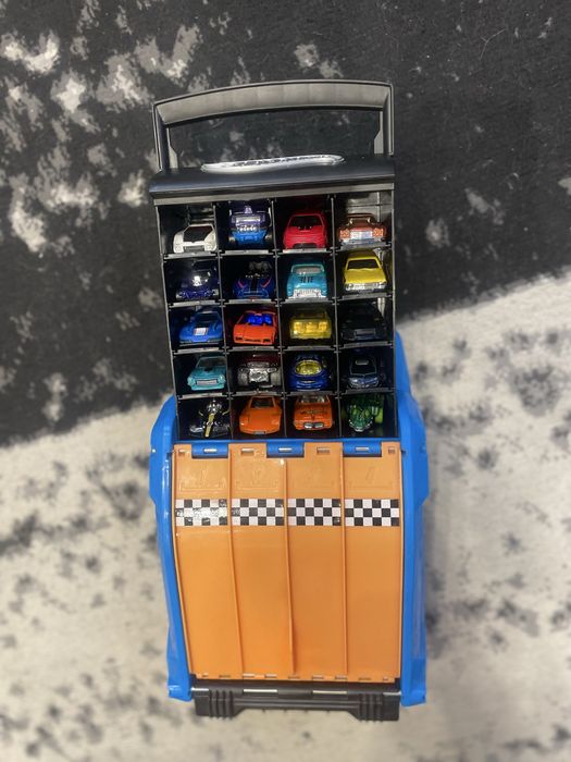 Walizka - Skrzynka Wyścigowa HOT WHEELS + 20 aut - MATTEL - 3w1