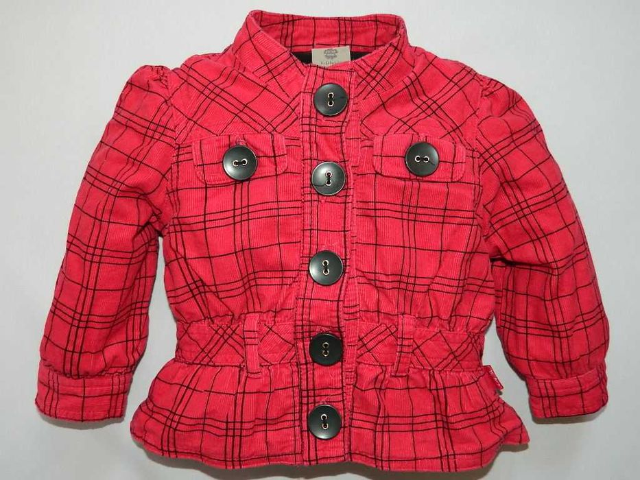Marynarka kurteczka czerwona kratka r. 80cm 12-18m kurtka święta