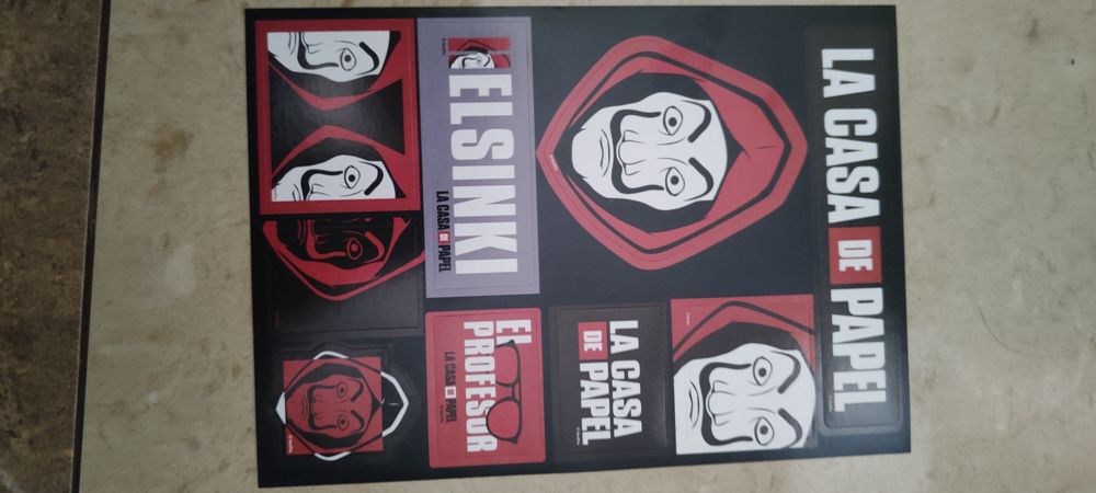 Naklejki,arkusz naklejek z serialu Dom z papieru