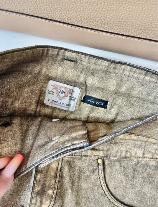 River Island złote spodenki XS szorty wysoki stan