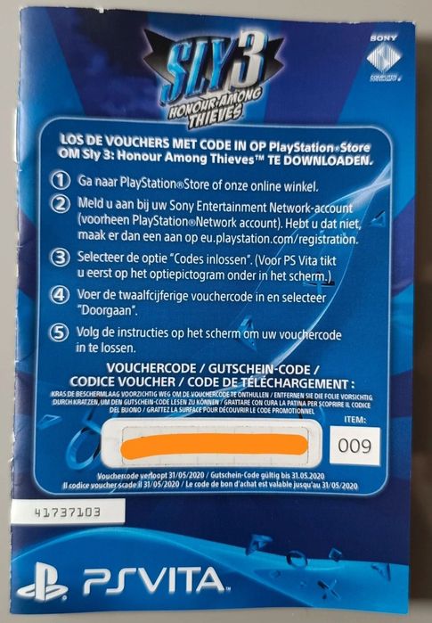 Artigo de Colecionador  Sly Cooper PS Vita (Apenas Papel)