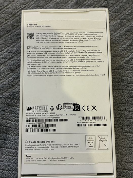 iPhone 16e, 256GB
