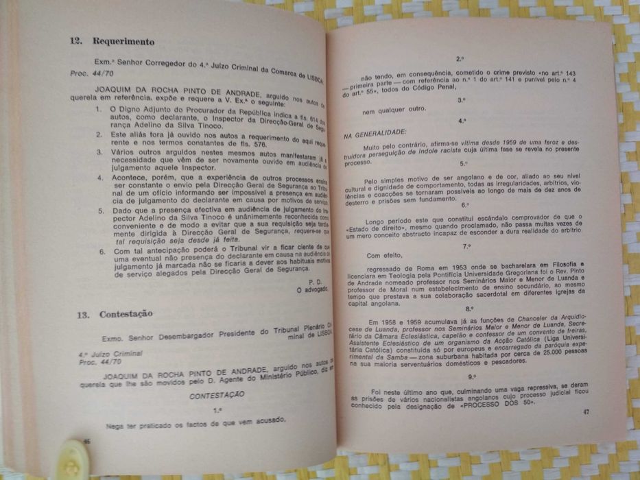 Em defesa de Joaquim Pinto de Andrade
Tribunal Plenário de Lisboa