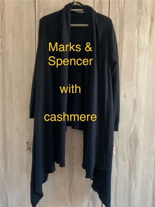 Marks & Spencer with cashmere S M damski sweter kardigan czarny