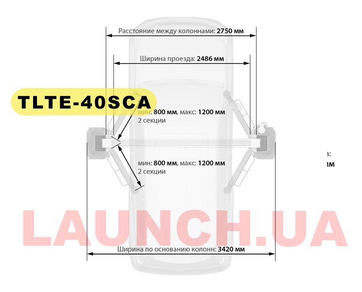 Підйомник для СТО TLTE 40SCA двостійковий 4т. для довгобазних бусів