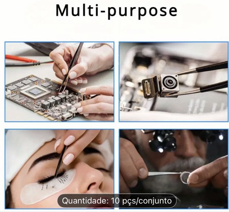 Kit 10 Pinças de Precisao Anti-estaticas (ESD) - Professional
