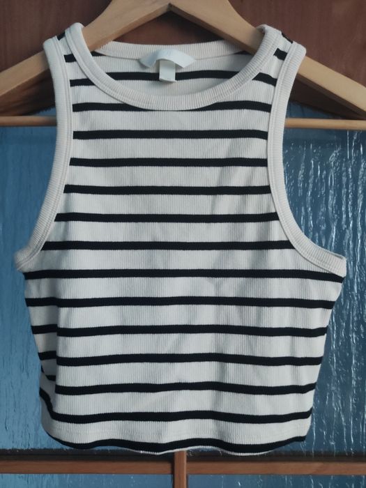 H&M modny top bluzka paseczki bawełna rozmiar S