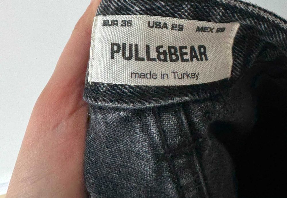 Pull&Bear spodnie jeansy baggy szerokie nogawki bojówki czarne 36 S