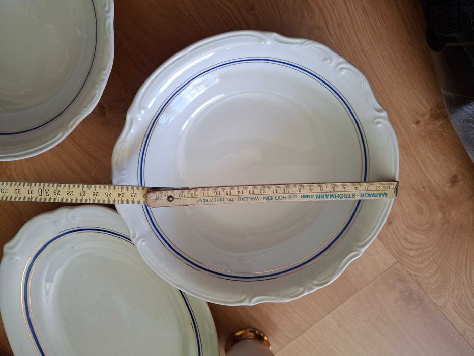 Zastawa stołowa ceramika Chodzież 6 talerzy głębokich 2 misy sosjerka