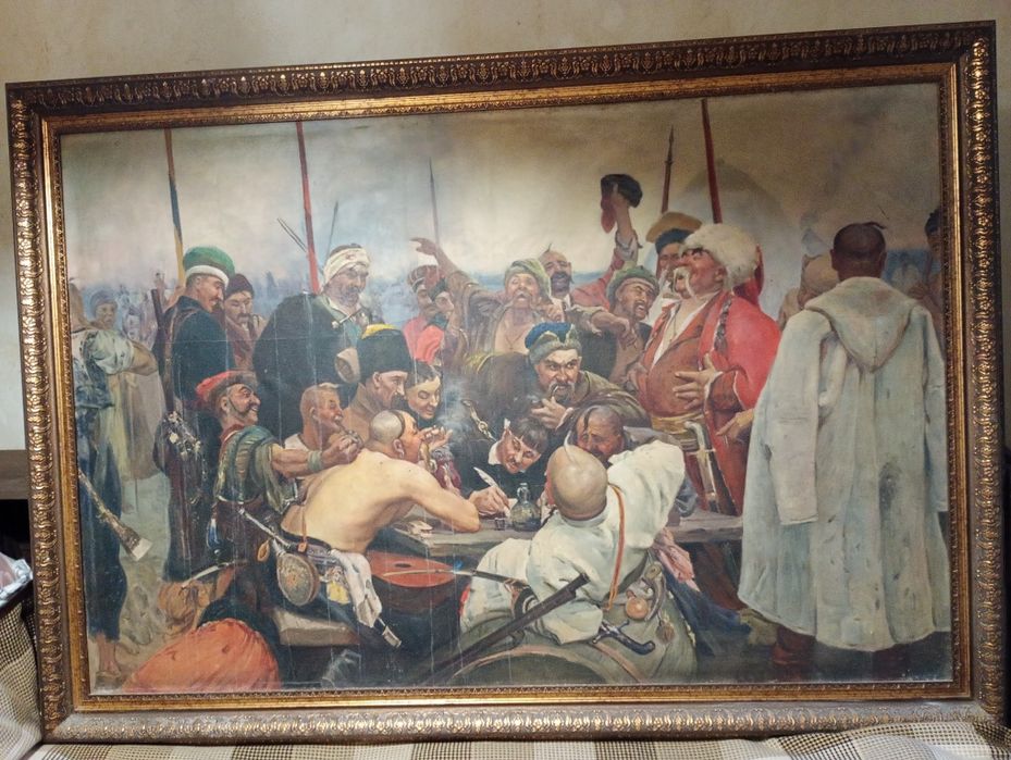 Картина маслом Запорожцы пишут письмо турецкому султану большая.