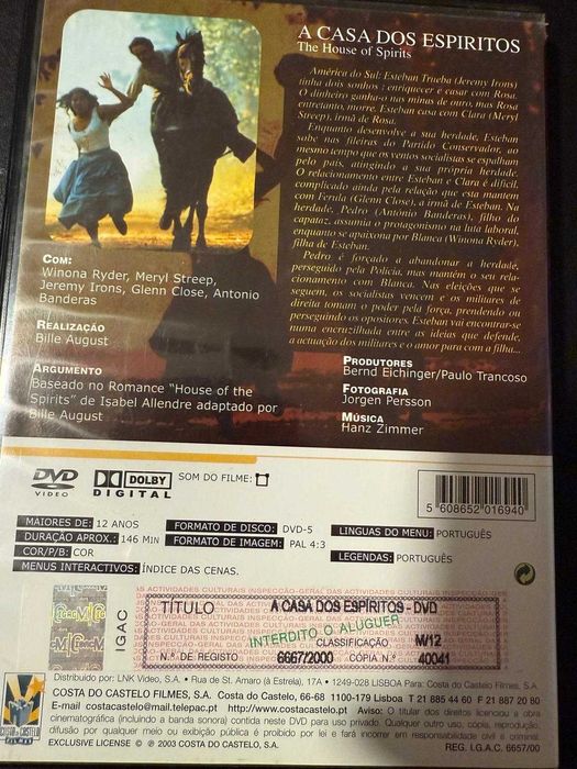 DVD do filme A casa dos espíritos