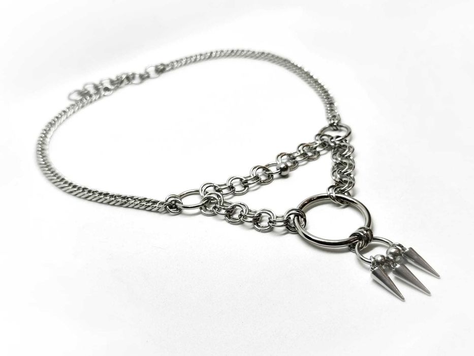 Goth industrial necklace stal chirurgiczna kolce handmade edgy y2k