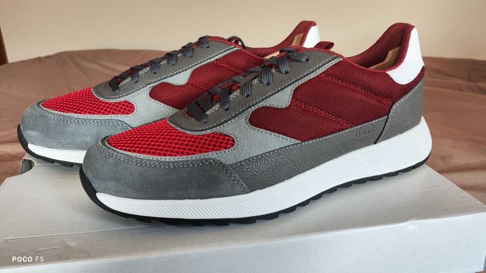 Geox Molveno szaro-czerwone sneakersy rozm 43 jak 44