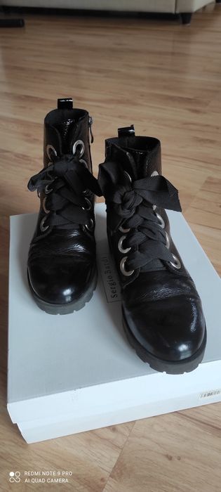 Botki workery  zimowo jesienne r. 38 Sergio Bardi skóra naturalna laki