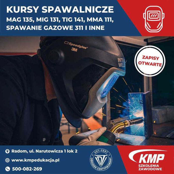 Kurs spawania: MAG, TIG, MIG, 111, 311, weryfikacja uprawnień