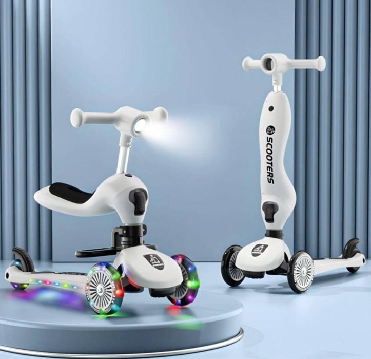 Дитячий самокат трансформер 3 в 1 з батьківською ручкою