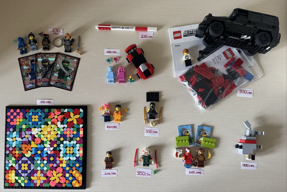 (Лоти) Лего Ниндзяго, series, деталі лего, Мініфігурки з серій (Lego Ninjago Minifugures), Lego Minecraft, Speed Champions 76924