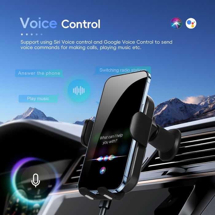 Suporte Carregamento rápido Telemóvel com CARPLAY e Android Auto NOVO