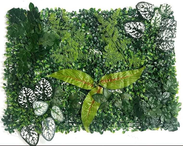 Painel Jardim Vertical de Parede com Plantas Artificiais de 60 x 40 cm