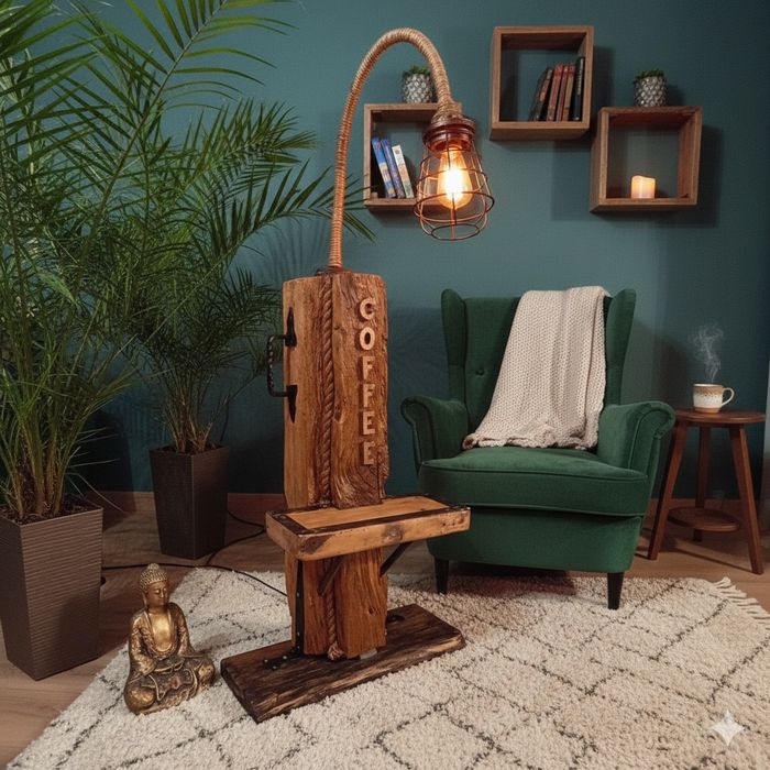 Lampa podłogowa COFFEE – Stara Belka | Loft | Handmade
​Sprzedam unika