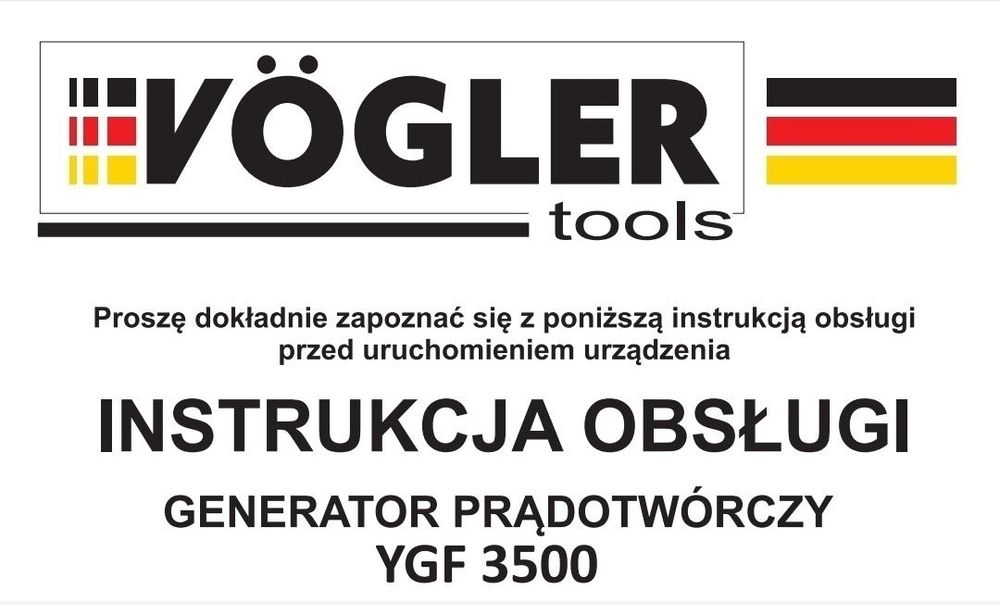 Agregat prądotwórczy VÖGLER GmbH 1-fazowy 2,9 KVA benzynowy, Generator