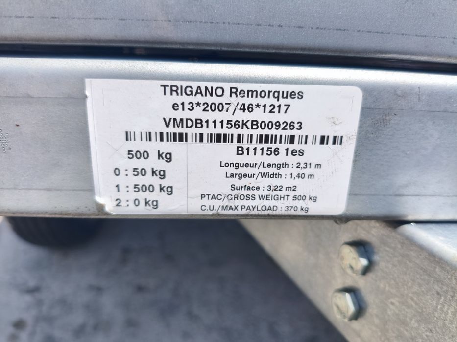Reboque de carga 370 kg — robusto, prático e pronto a usar