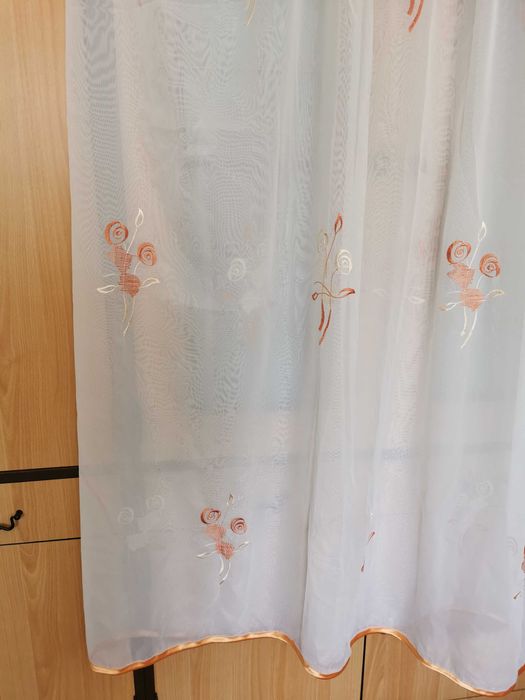 Biała firana woal z haftem -  150cm / 360cm