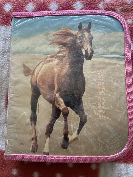 Piórnik z koniem rozkładany kredki gratis