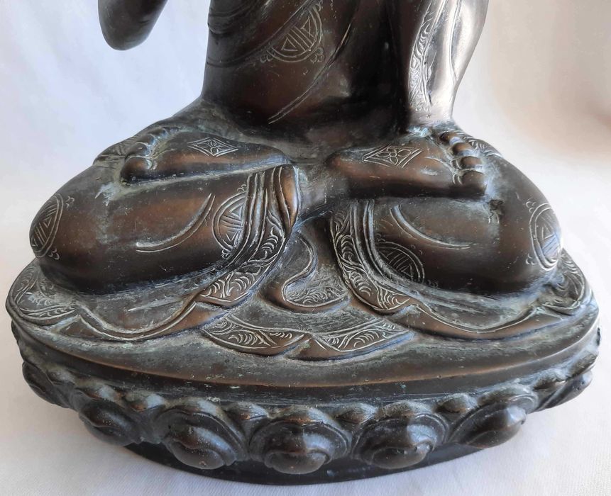 Budda Duża Stara Figura Brąz