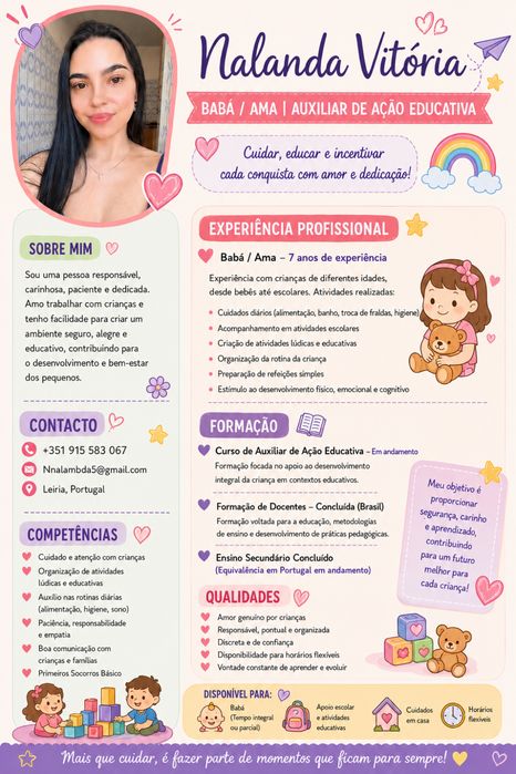 Auxiliar de açao educativa /ama /babysiter