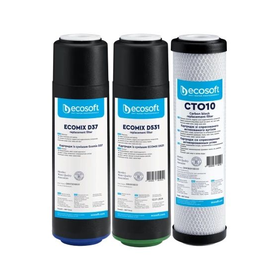 Покращений комплект картриджів Ecosoft для потрійного фільтра CRV3Eco