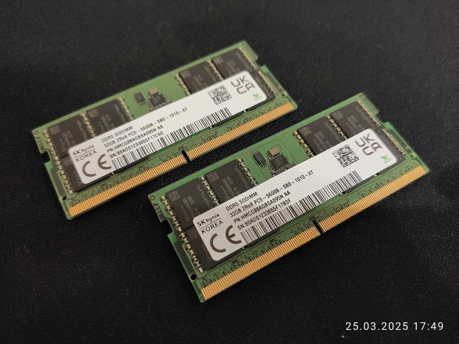 Пам'ять SK Hynix 32/64 GB DDR5 5600 Laptop SODIMM RAM 2Rx8 PC5