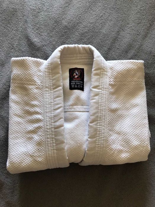 Кімоно Дзюдо BJJ Gi Jiu Jitsu плетене біле Wolf 450 г / м, на рост 150