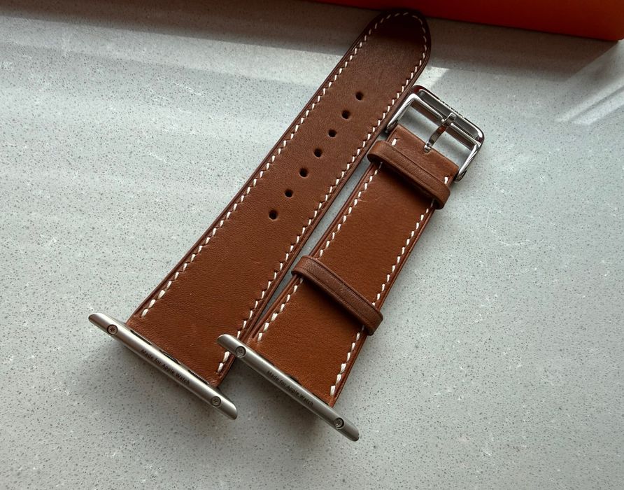Pasek Apple Watch Hermes Single Tour 42- 49mm brązowy skóra naturalna