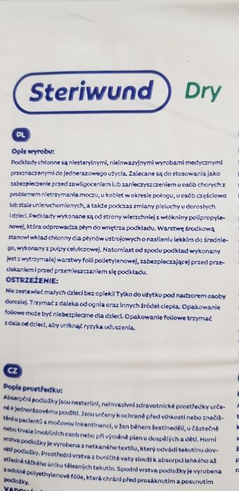 Podkłady chłonne 60x90 Steriwund 32 sztuki